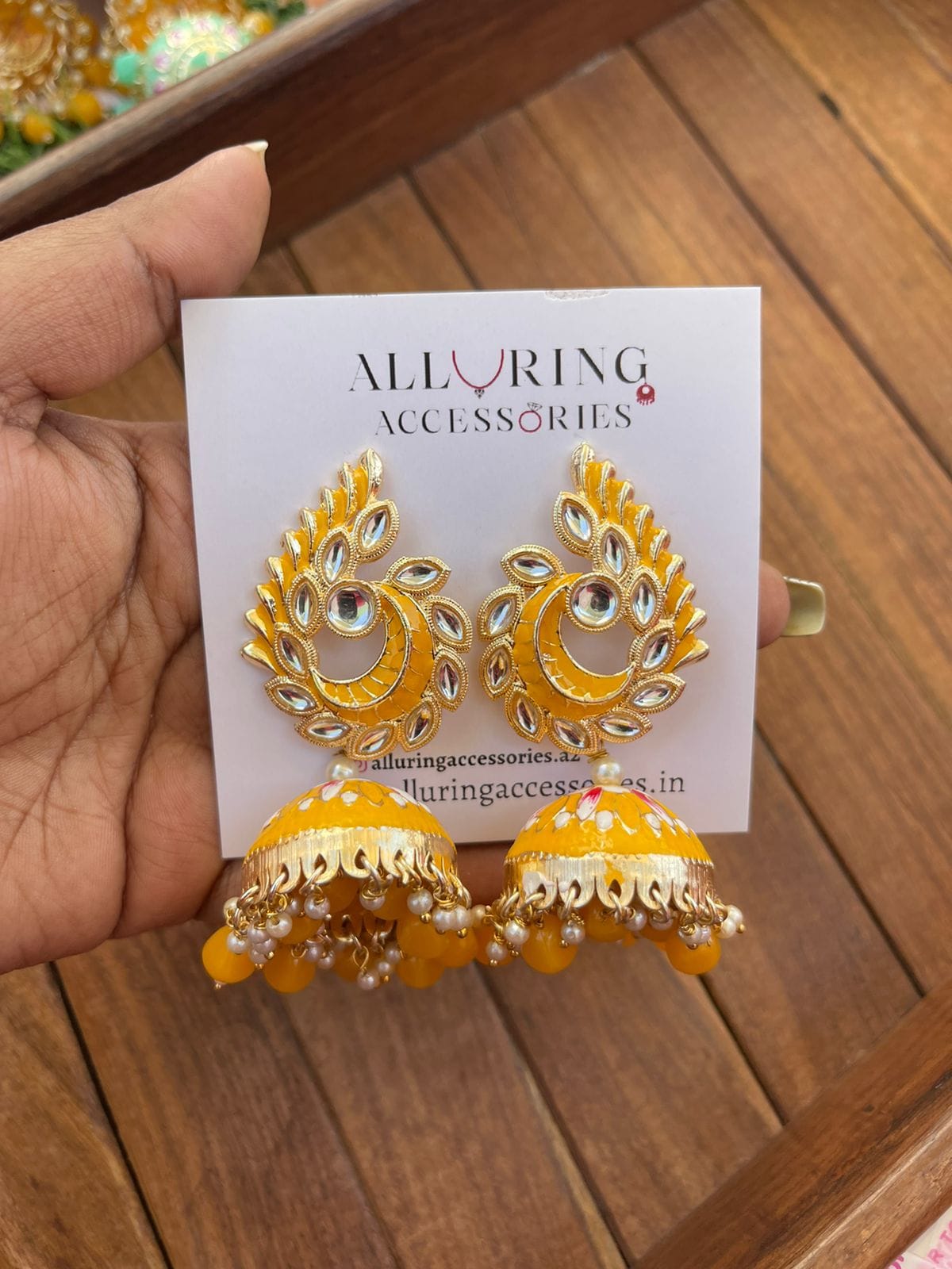 Kundan peacock meenakari jhumkas - Alluring Accessories