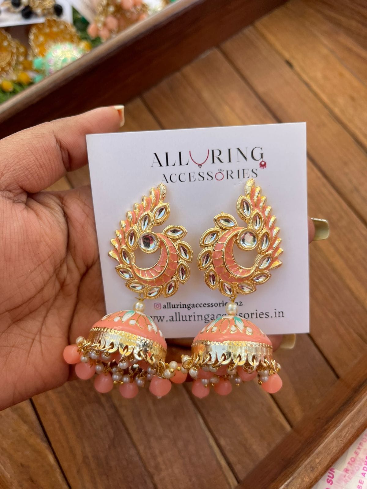 Kundan peacock meenakari jhumkas - Alluring Accessories