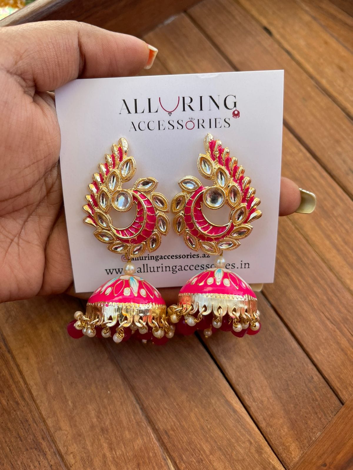 Kundan peacock meenakari jhumkas - Alluring Accessories