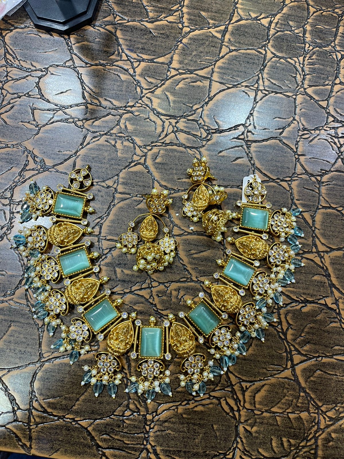 Lakshmi devi kundan necklace with jhumkas - Alluring Accessories