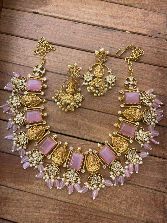 Lakshmi devi kundan necklace with jhumkas - Alluring Accessories