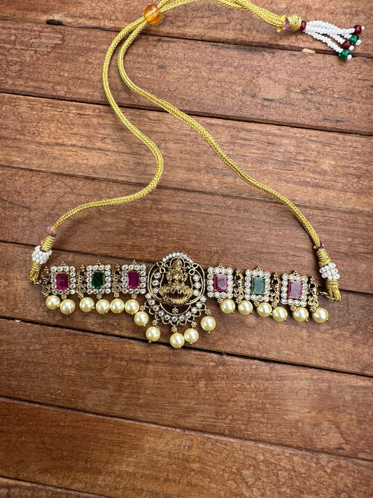 Lakshmi devi multicolour pearl choker - Alluring Accessories