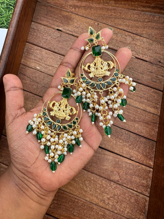 Lakshmi pearl hanging kundan earrings - Alluring Accessories