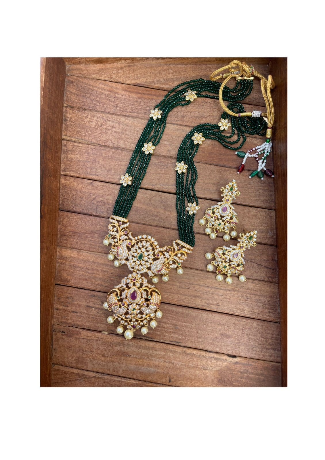 Long beads haram with heavy dollar and matching earrings - Alluring Accessories