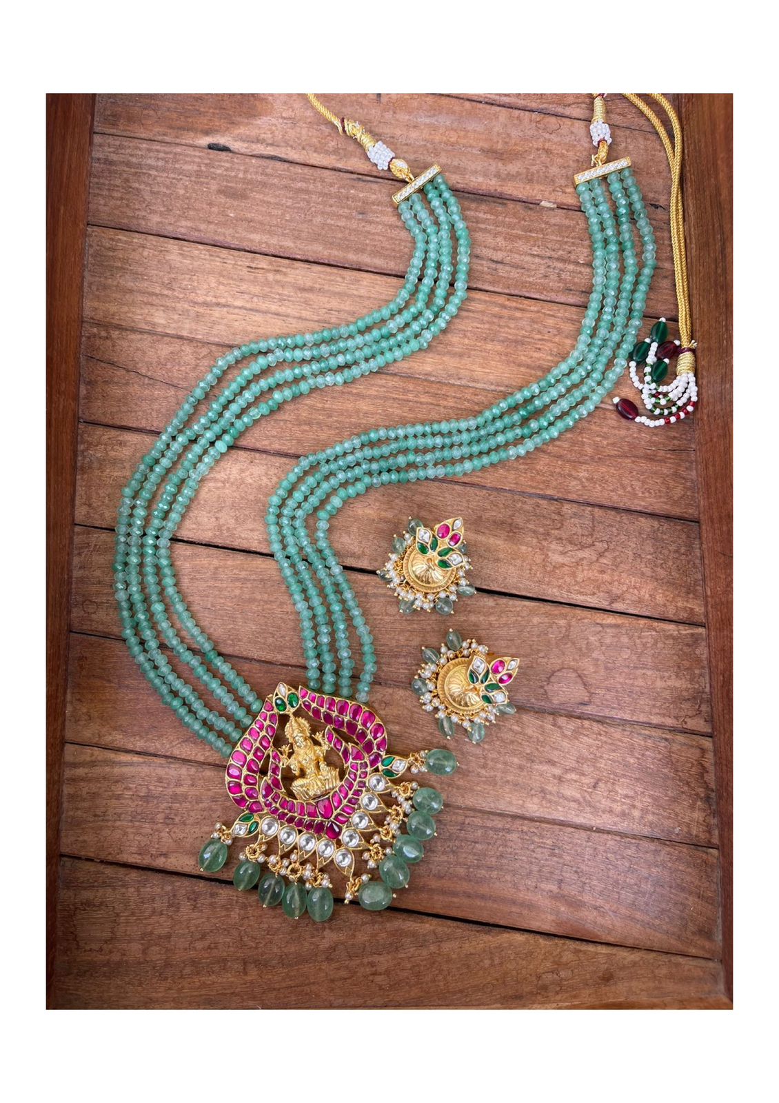 Long lakshmi real kundan mala with earrings - Alluring Accessories