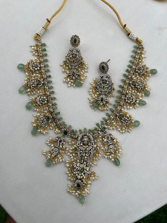 Lord balaji short victorian guttapusalu necklace ( lord venkateshwar swamy) - Alluring Accessories