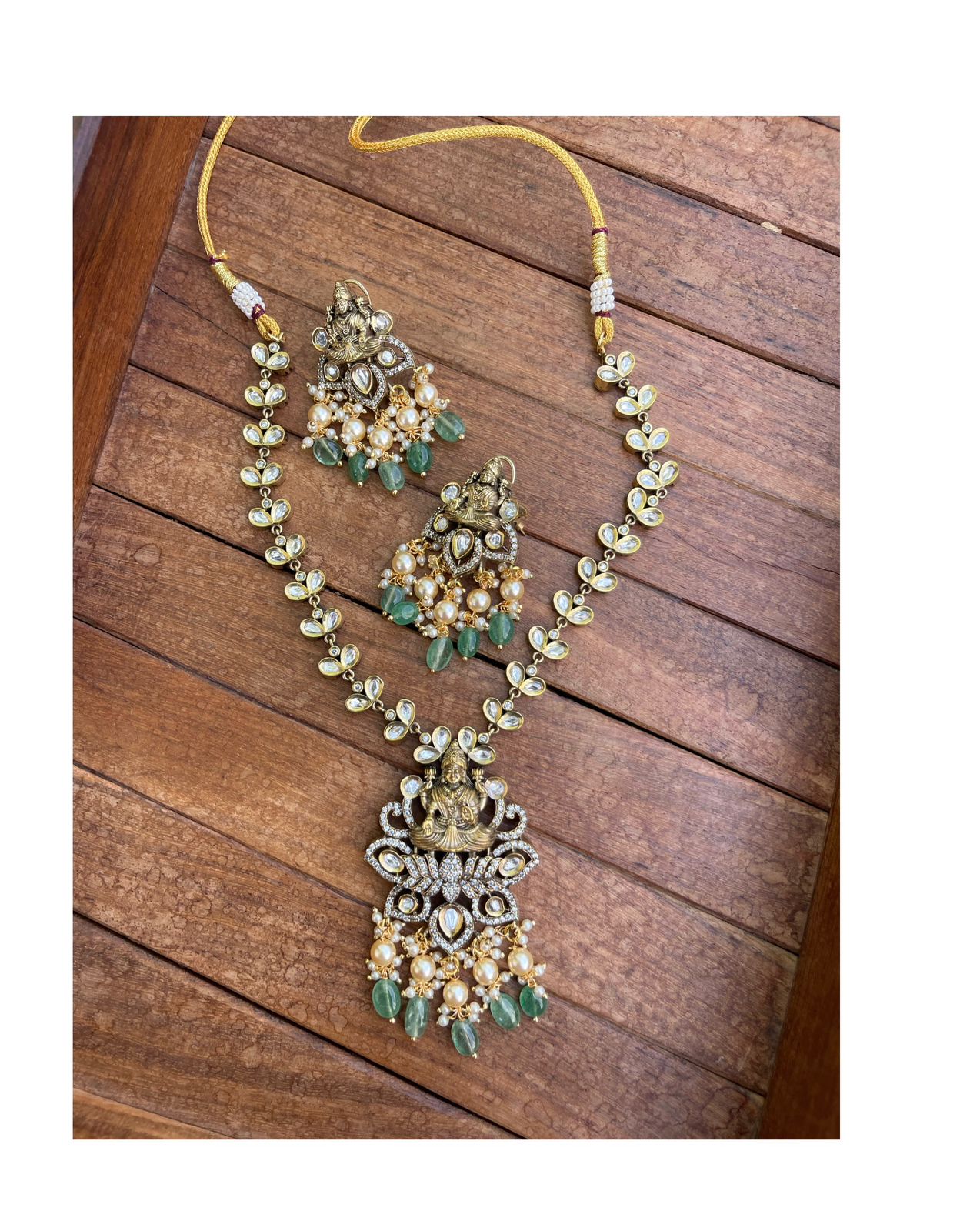 Lotus Lakshmi Victorian necklace with earrings - Alluring Accessories