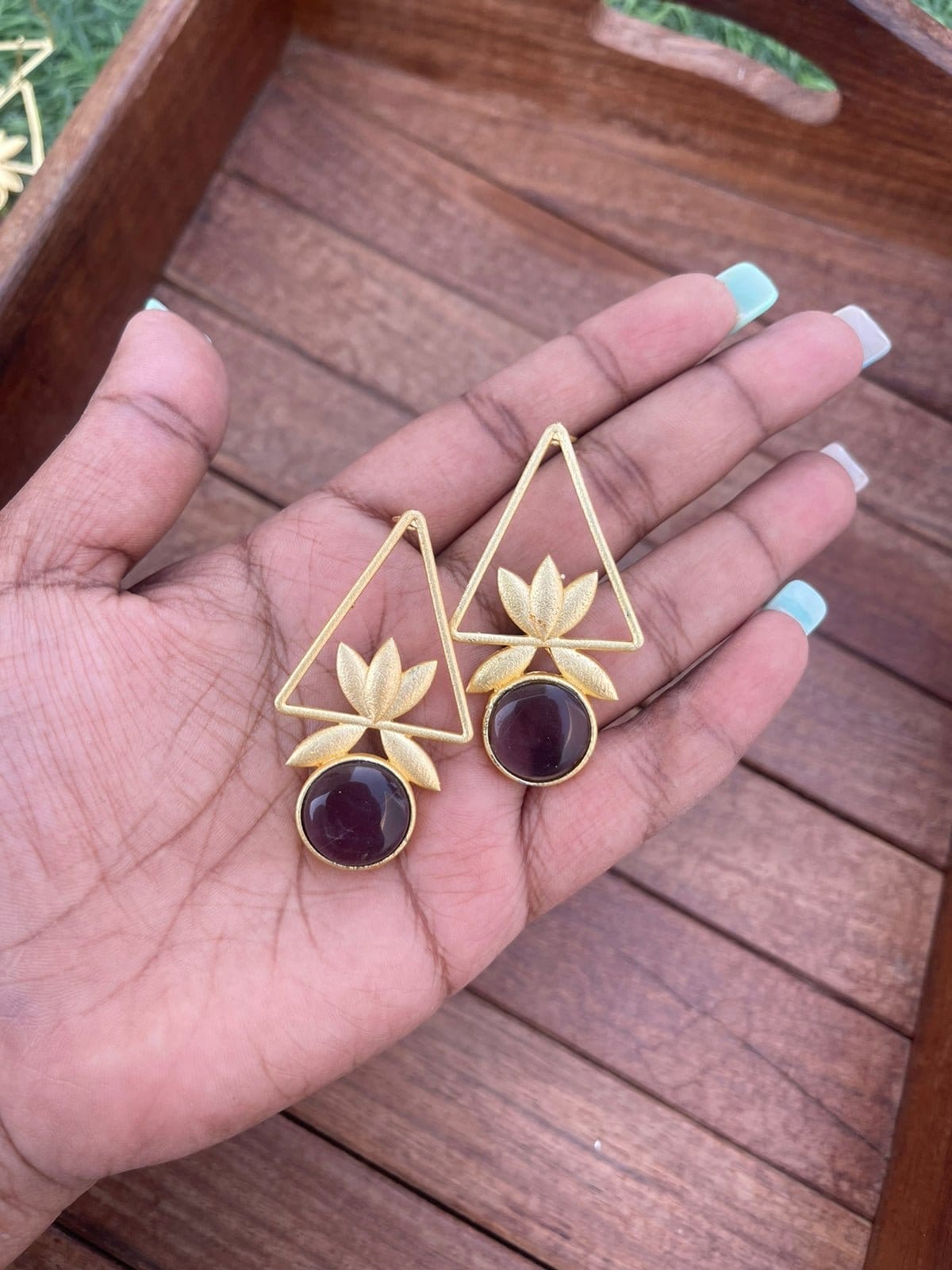 Lotus triangle drops - Alluring Accessories