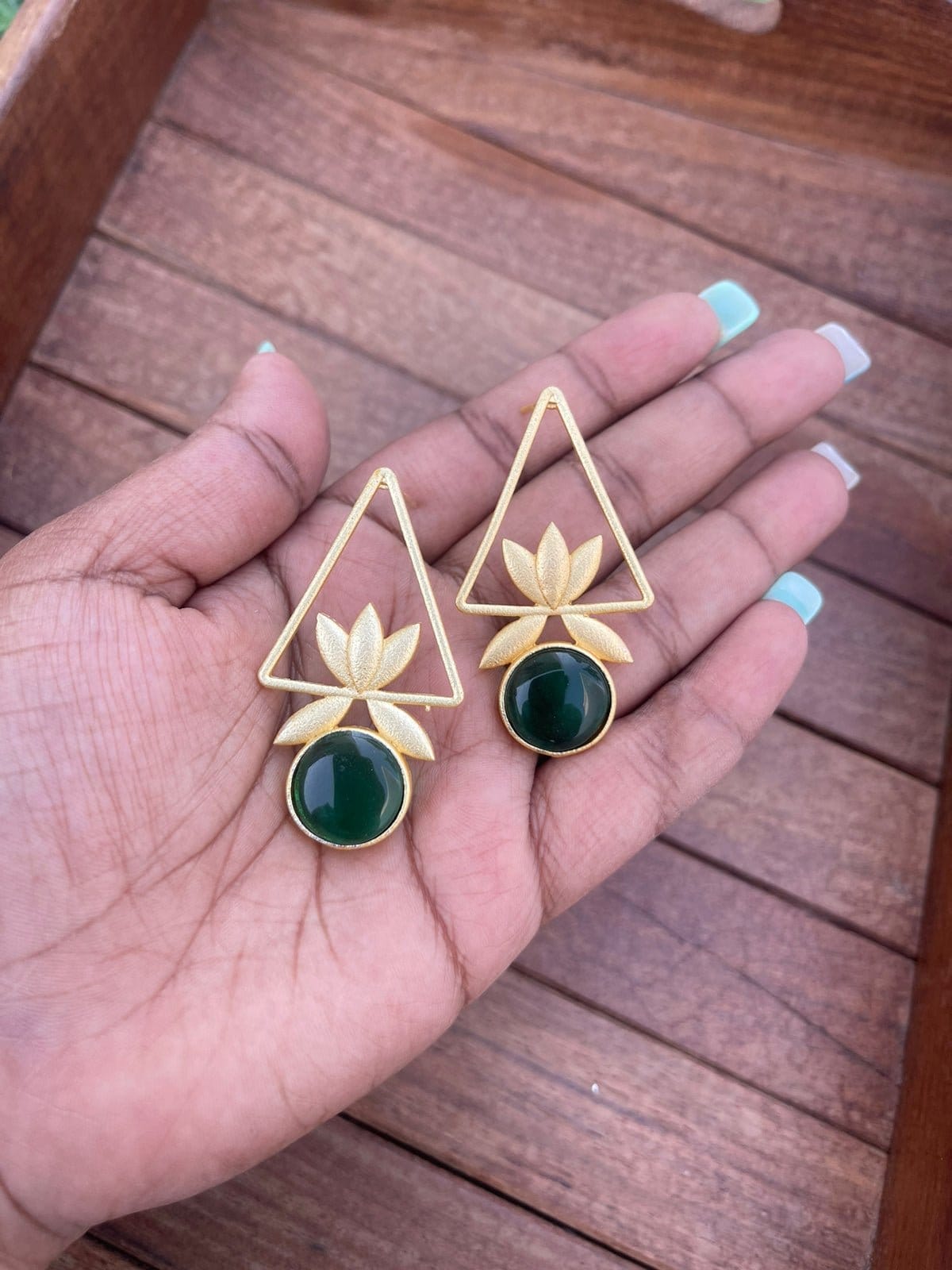 Lotus triangle drops - Alluring Accessories