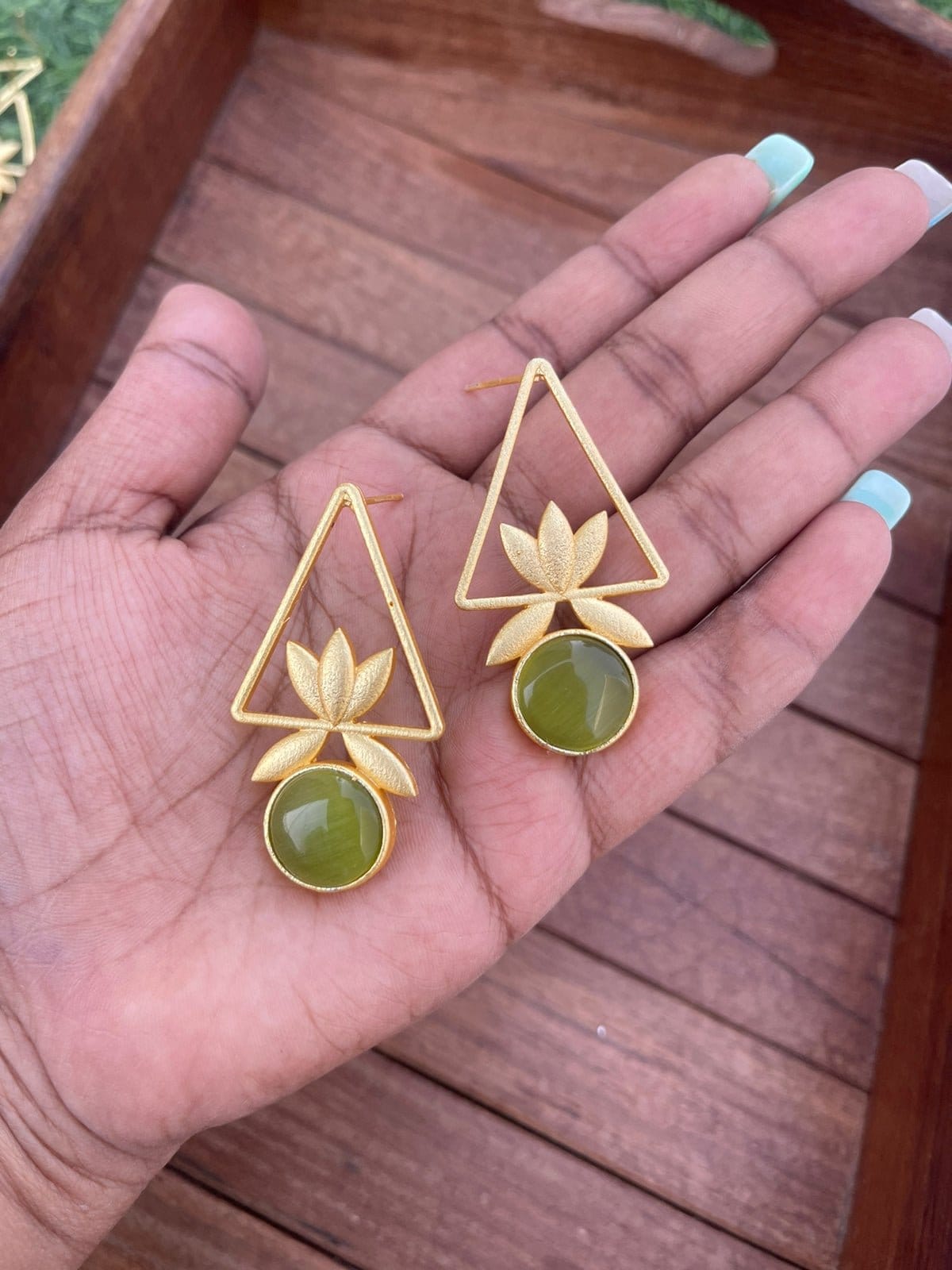 Lotus triangle drops - Alluring Accessories