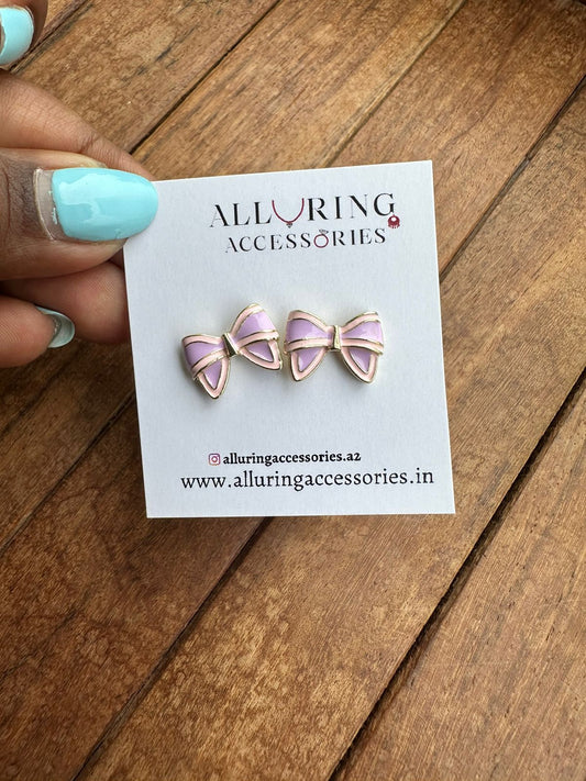 Lovely purple pink bow studs - Alluring Accessories