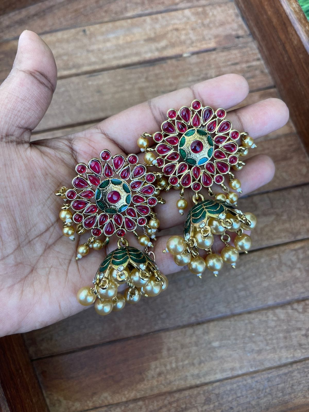 Meenakari kemp jhumkas - Alluring Accessories