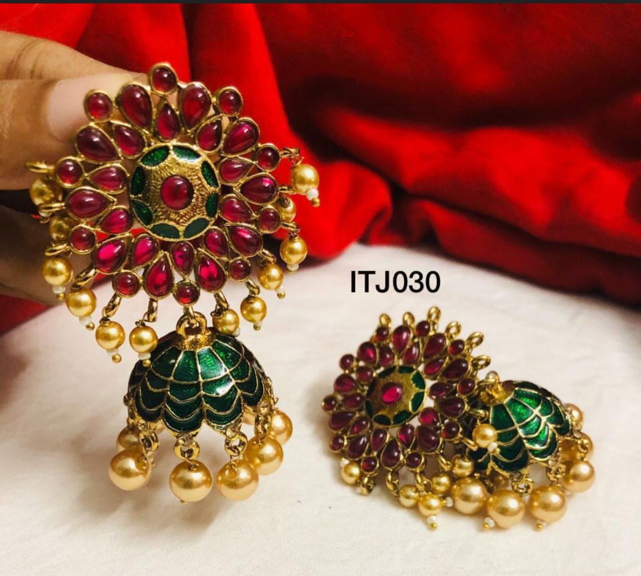 Meenakari kemp jhumkas - Alluring Accessories