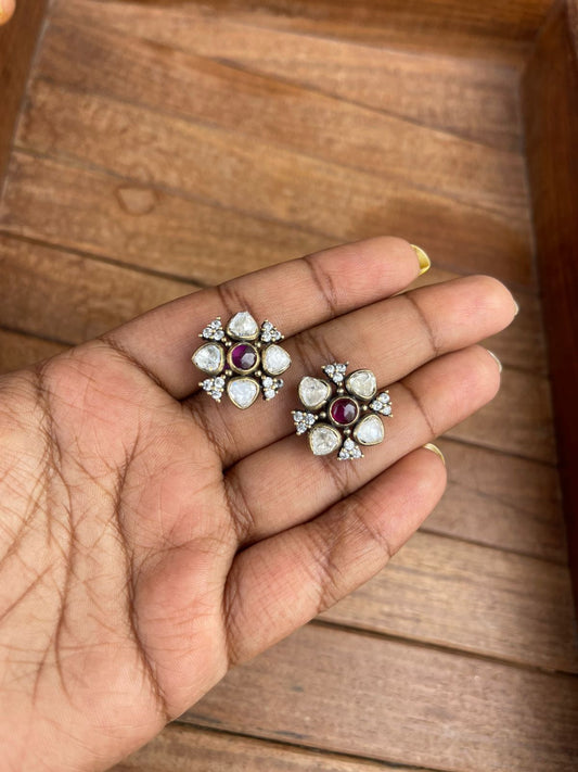 Moissanite stone flower studs - Alluring Accessories