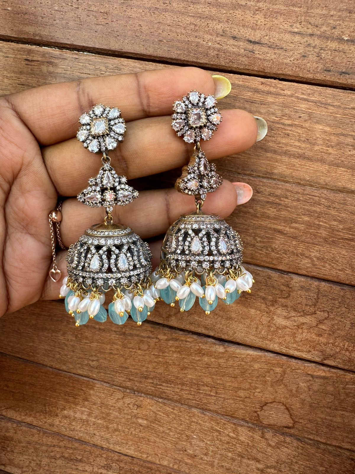 Moissanite stone victorian affordable jhumkas - Alluring Accessories