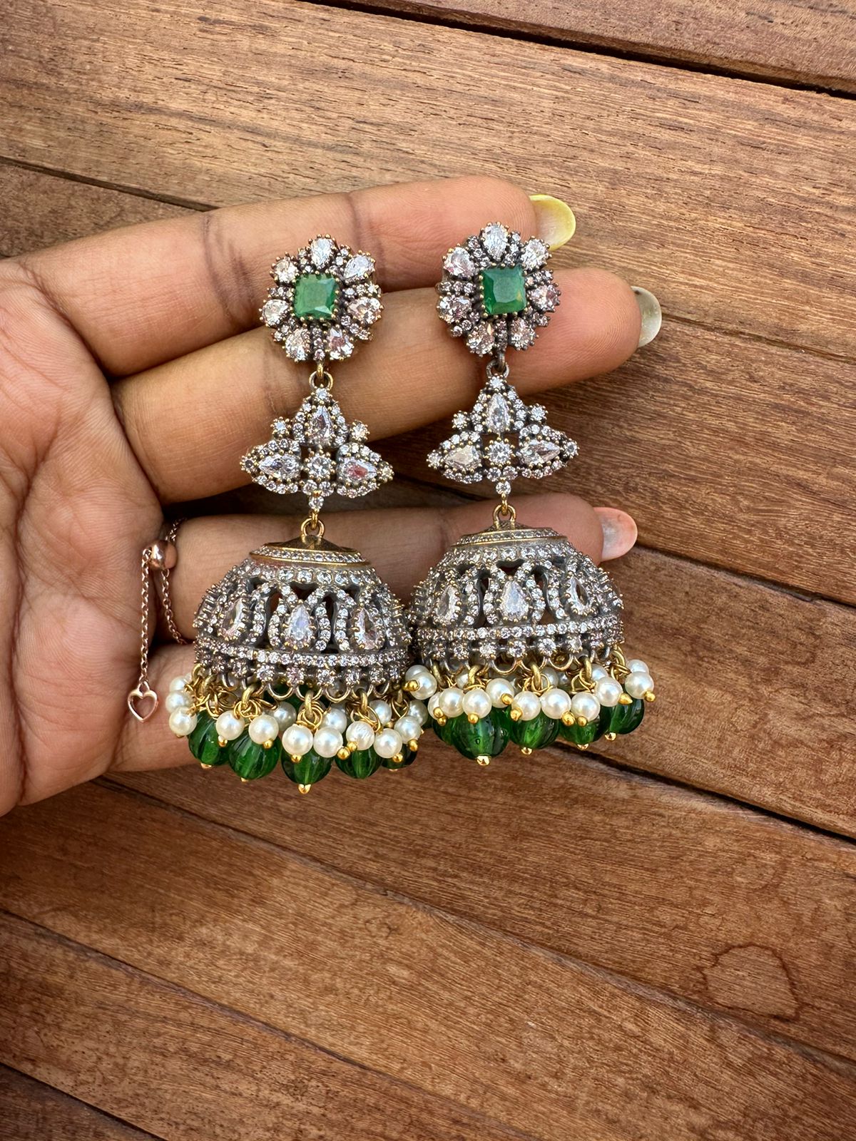 Moissanite stone victorian affordable jhumkas - Alluring Accessories