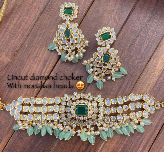 Monalisa beads uncut diamond choker - Alluring Accessories
