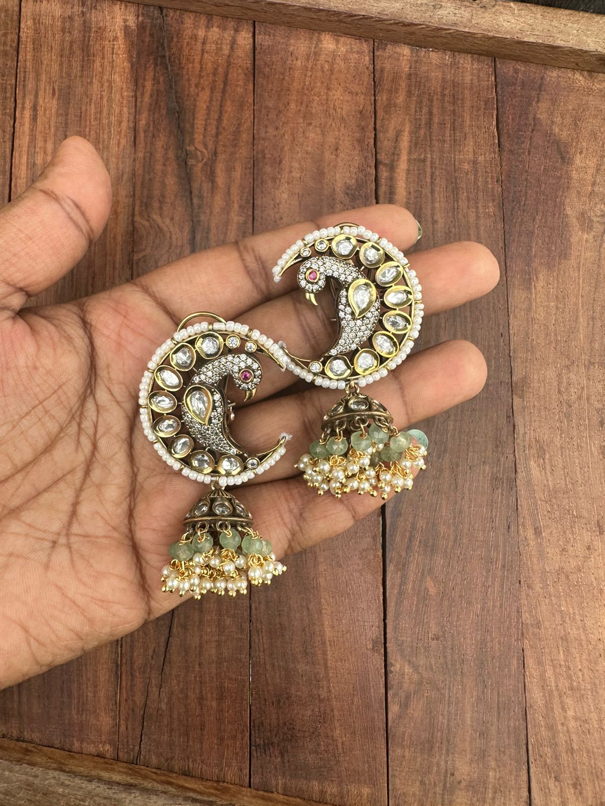 Moon peacock victorian jhumkas - Alluring Accessories