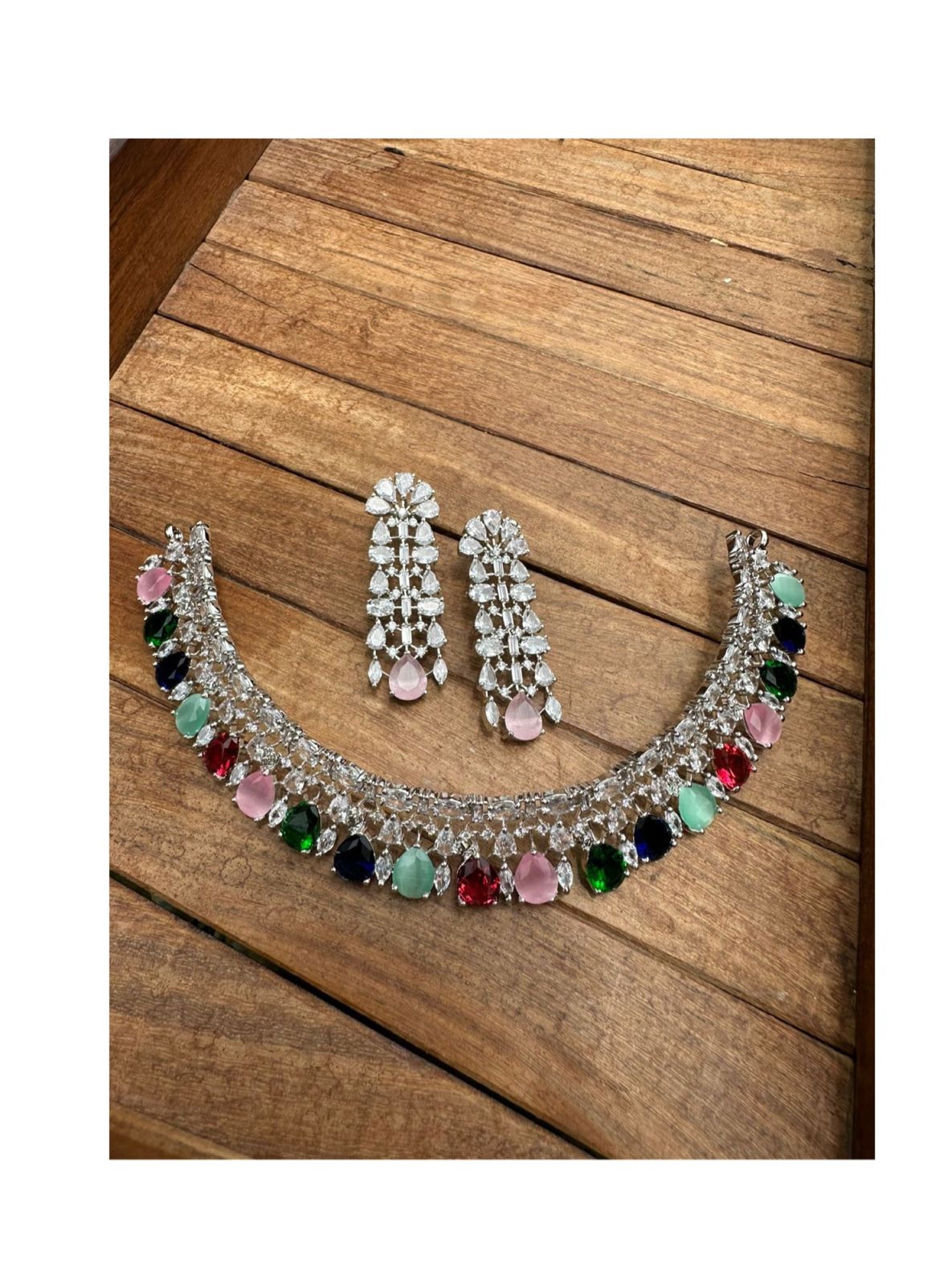 Multi coloured partywear heavy necklace - Alluring Accessories