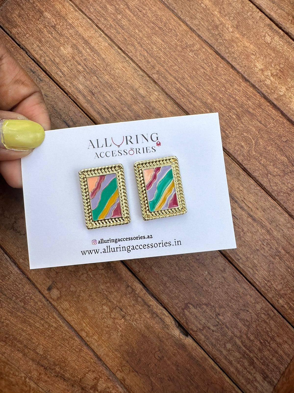 Multi coloured rectangle earrings design 2 - Alluring Accessories