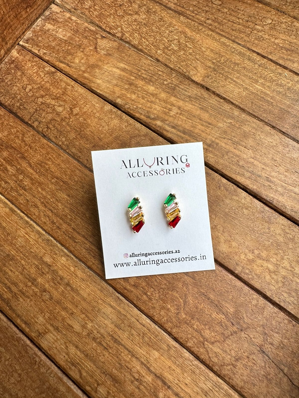 Multi coloured rectangle studs - Alluring Accessories