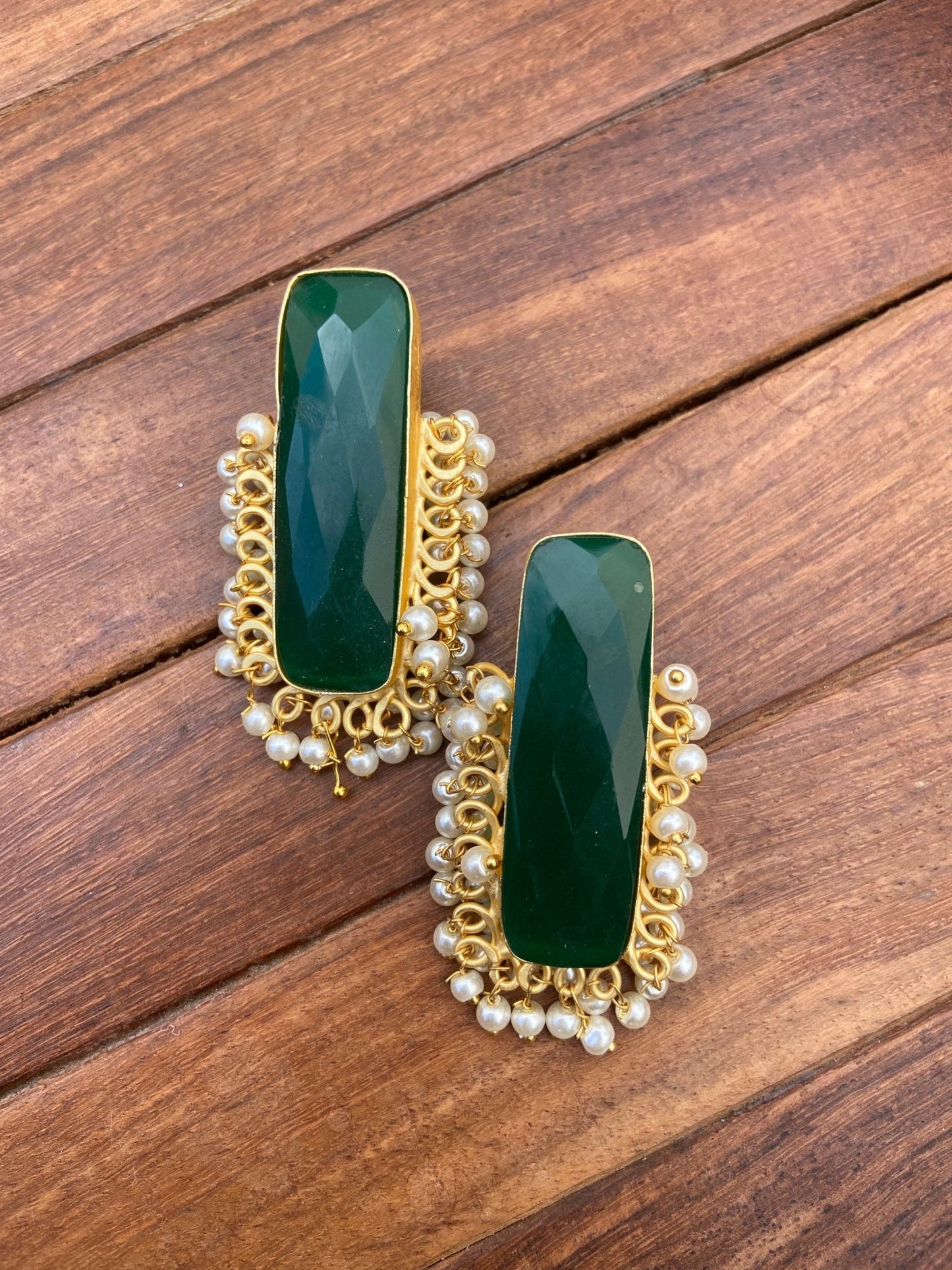 Natural stone statement indowestern earrings