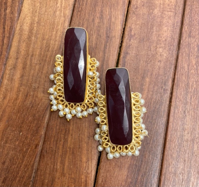 Natural stone statement indowestern earrings