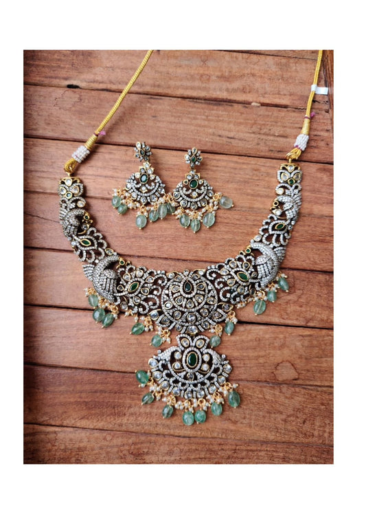 New peacock victorian affordable necklace with earrings - Alluring Accessories