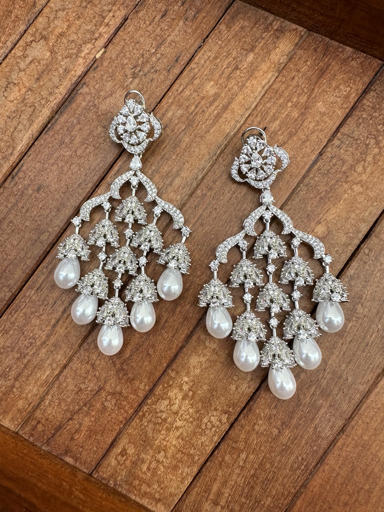 Nine jhumka zircon partywear earrings - Alluring Accessories