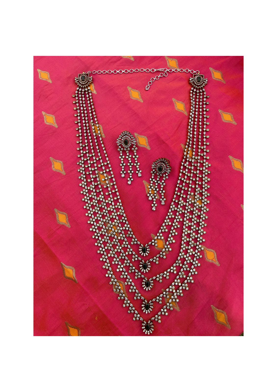 Panch lada raani haram victorian necklace with earrings - Alluring Accessories