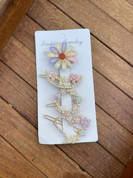 Pastel flower shape clips combo - Alluring Accessories