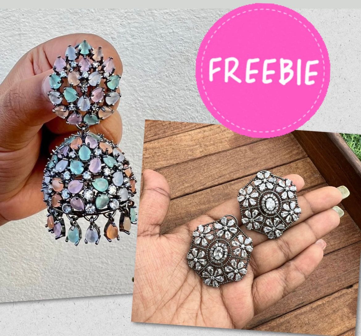 Jhumka tournant pastel et goujon gratuit