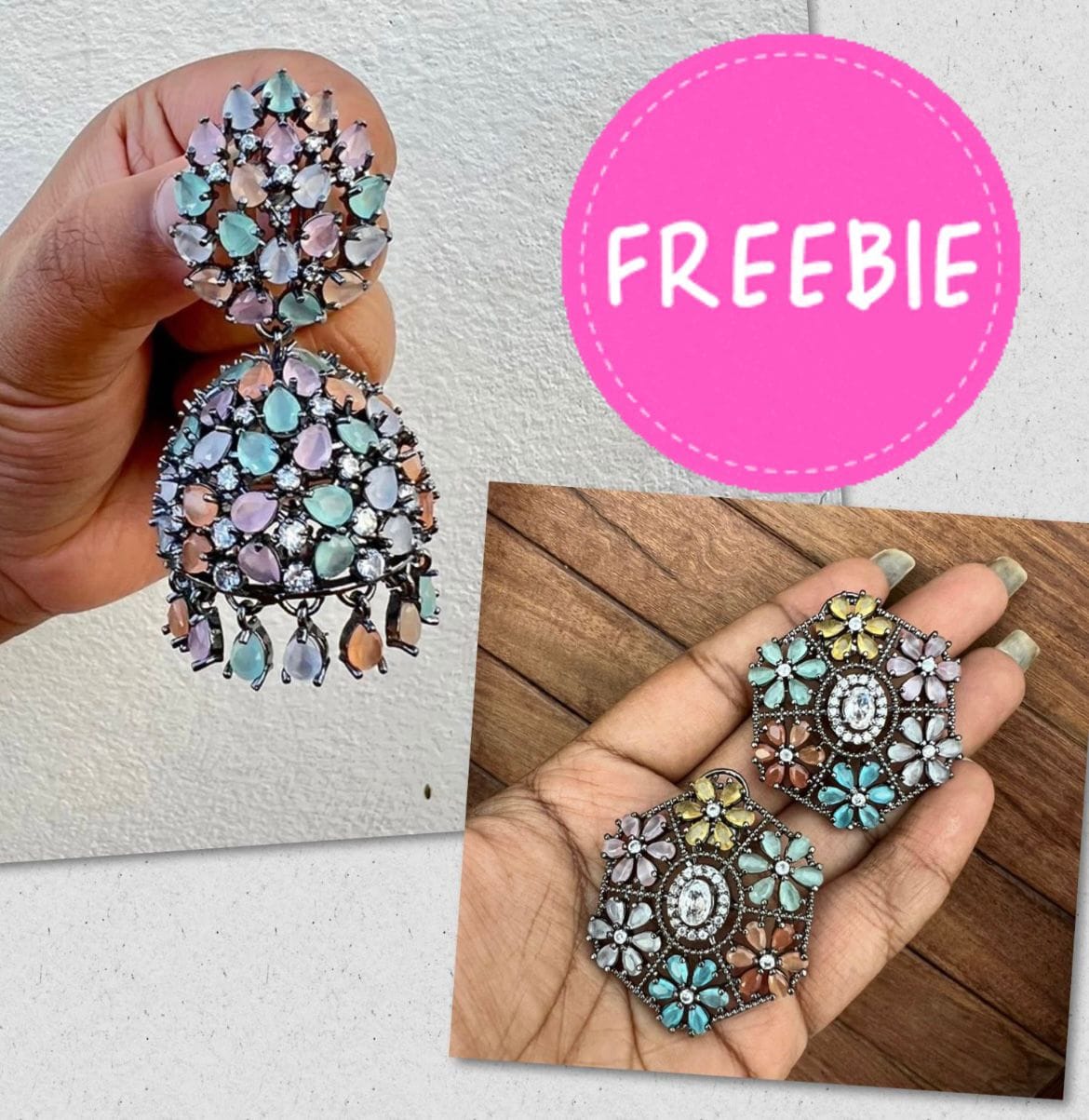 Jhumka tournant pastel et goujon gratuit