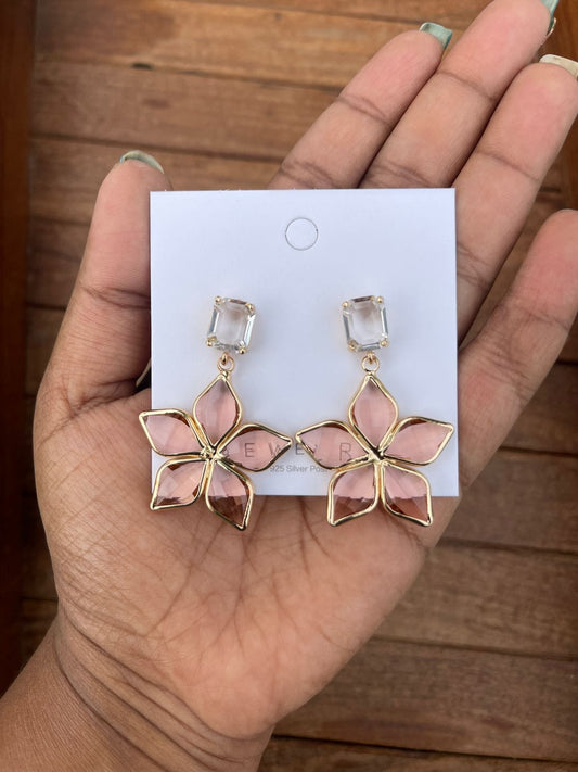 Peach flower sterling silver earrings - Alluring Accessories