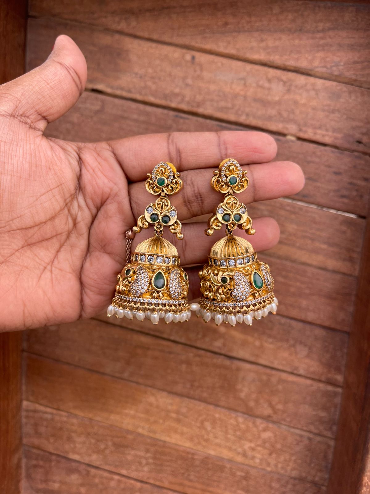 Peacock antique long jhumkas - Alluring Accessories