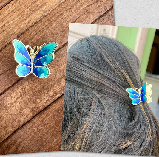 Peacock colour butterfly clip - Alluring Accessories