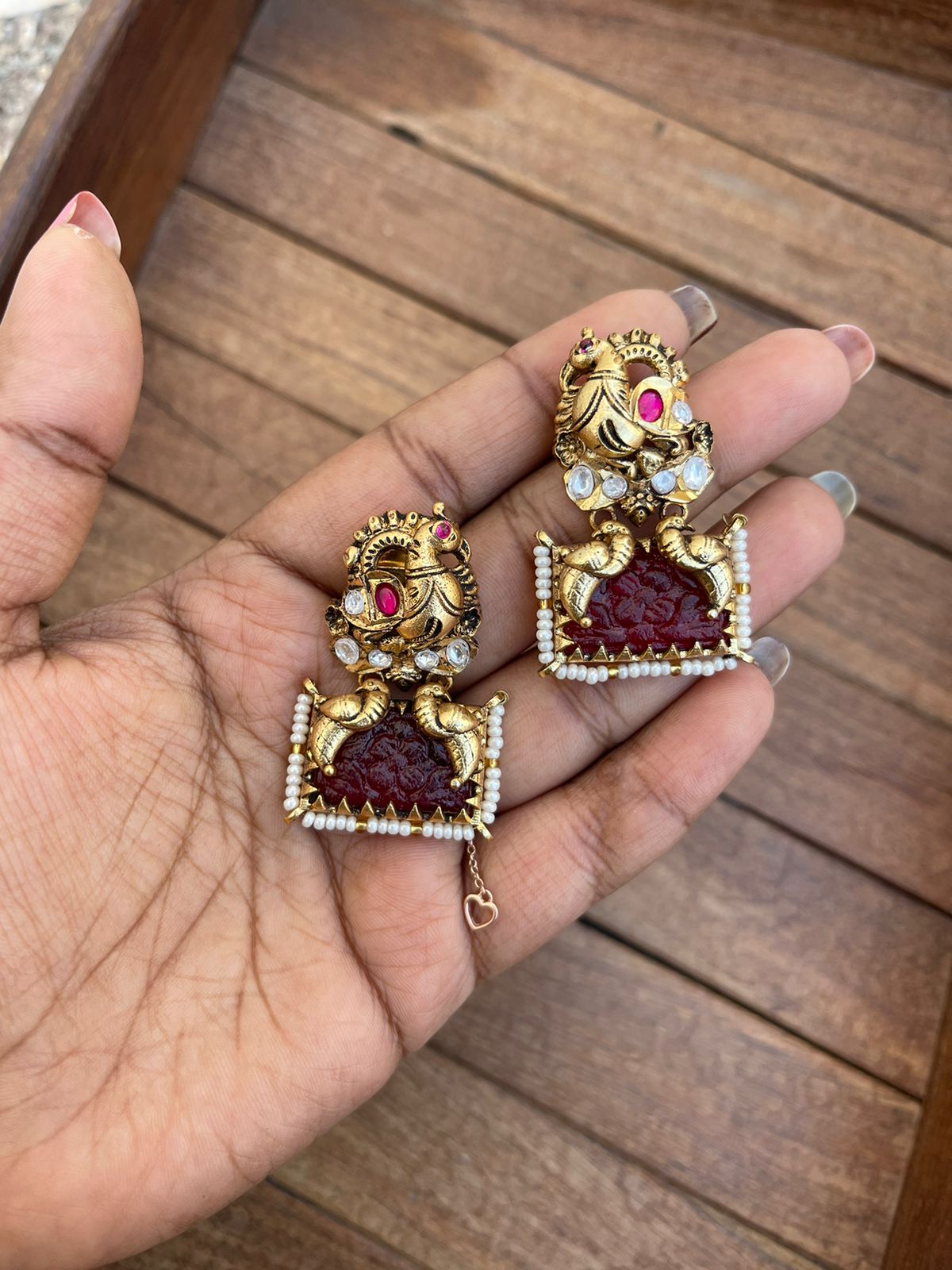 Peacock designer antique kundan earrings - Alluring Accessories