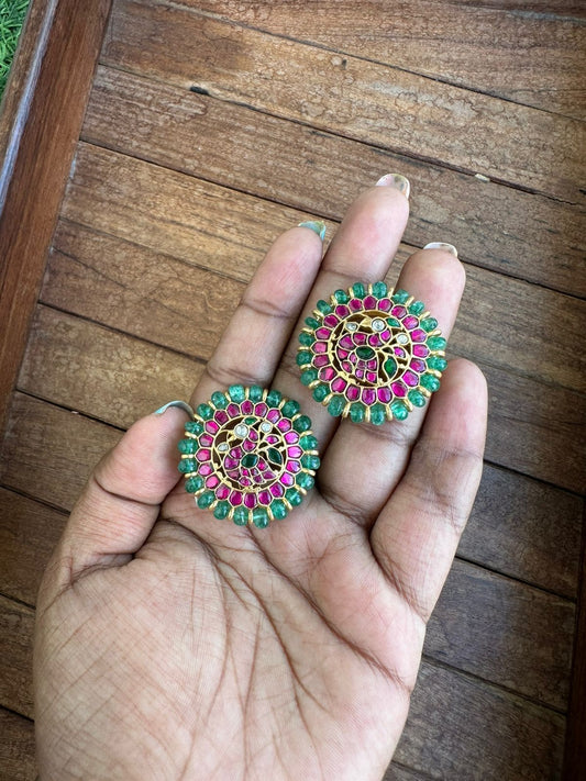 Peacock real kundan jadau studs - Alluring Accessories