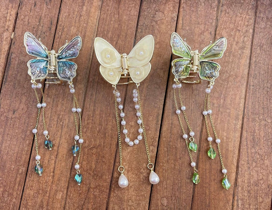 Pearl hanging butterfly clips combo - Alluring Accessories