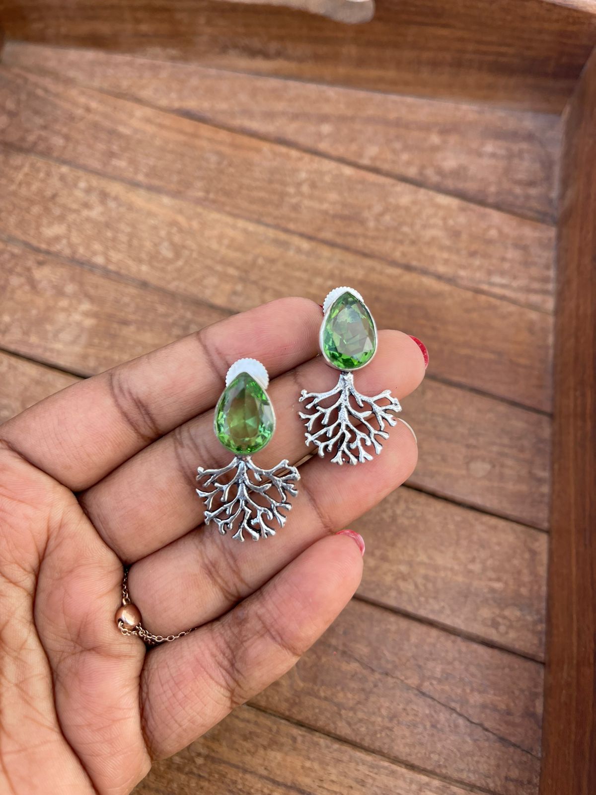 Pearl tree of life oxidised earrings - Alluring Accessories