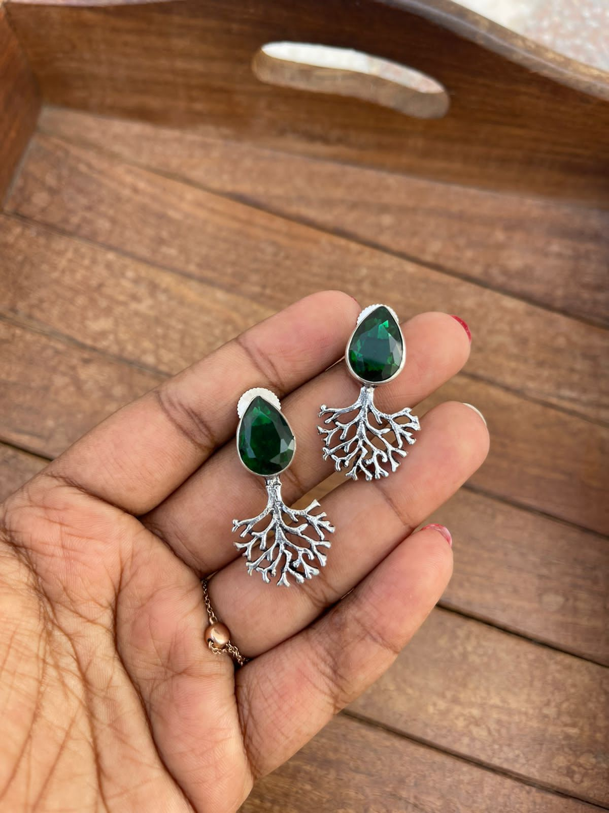 Pearl tree of life oxidised earrings - Alluring Accessories