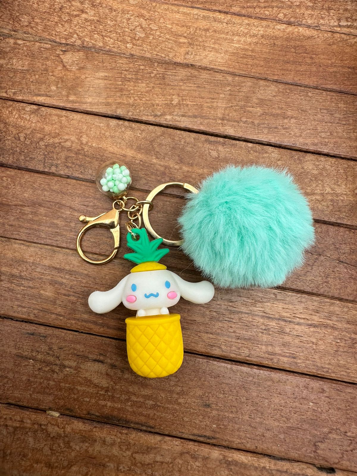 Pineapple green pom-pom keychain - Alluring Accessories