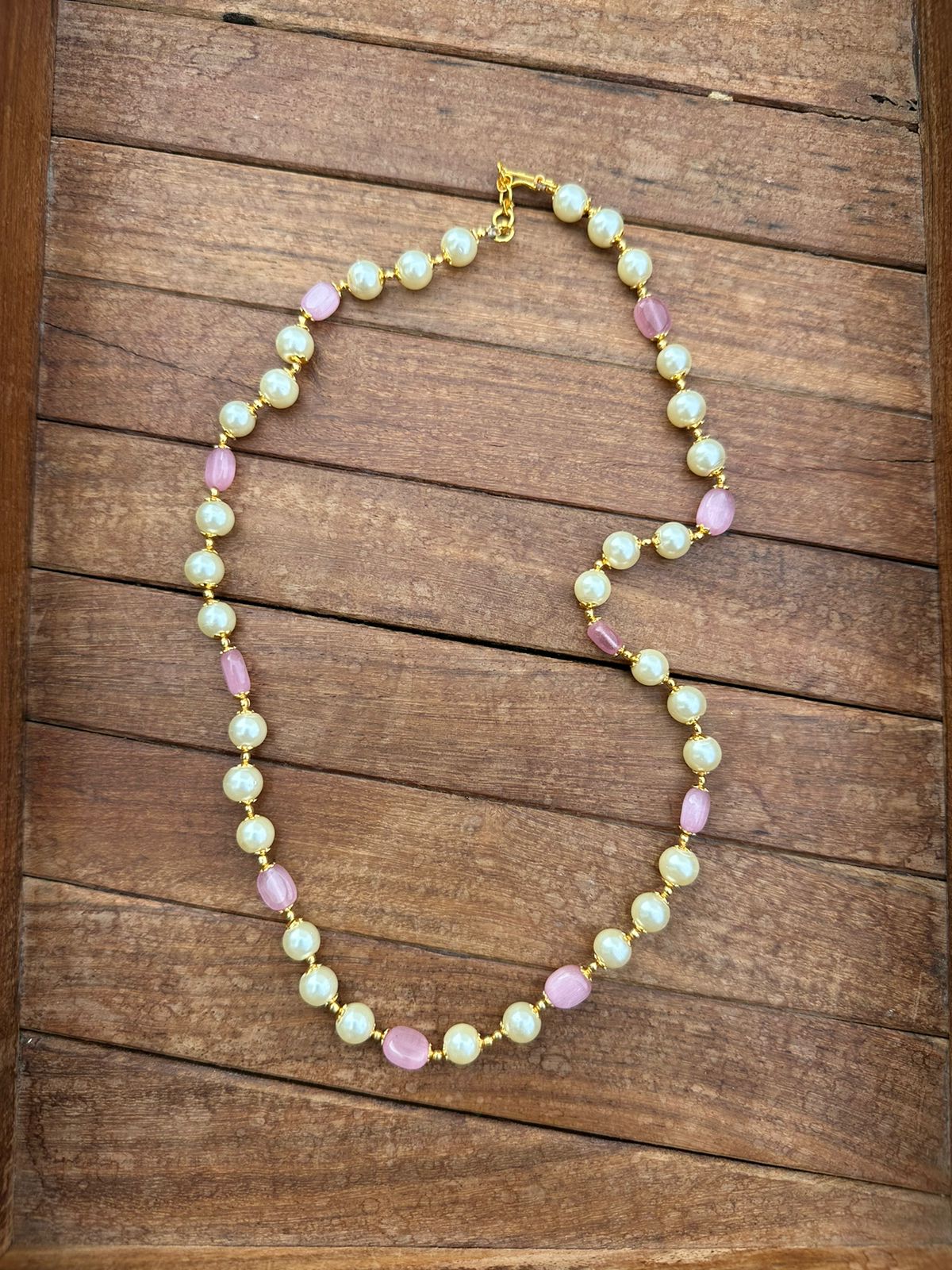 Pink green pastel pearl beads mala - Alluring Accessories