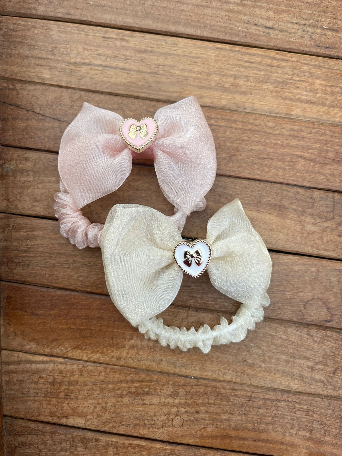 Pink white bow heart bands combo - Alluring Accessories