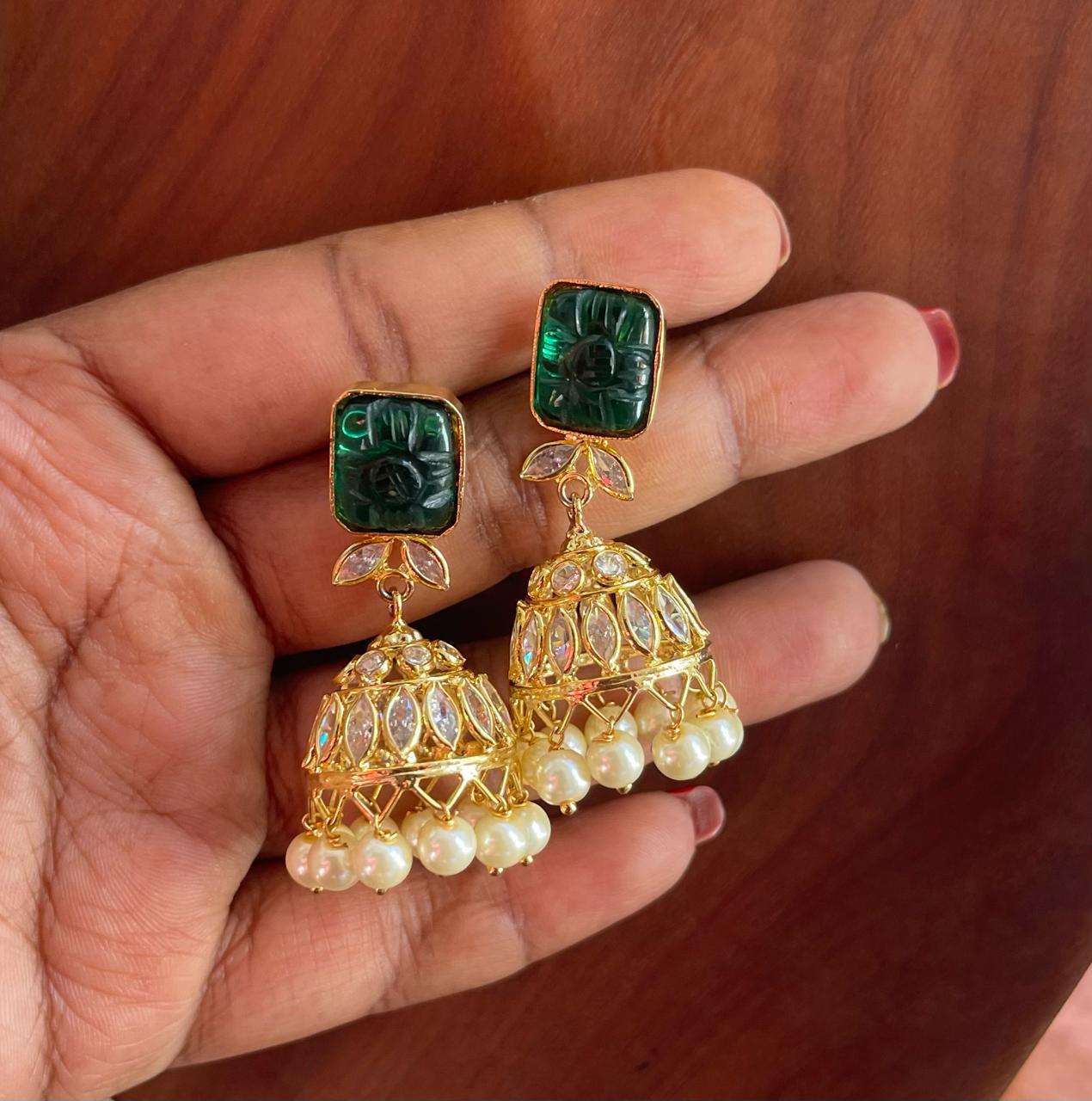 Polki gold kundan jhumkas - Alluring Accessories