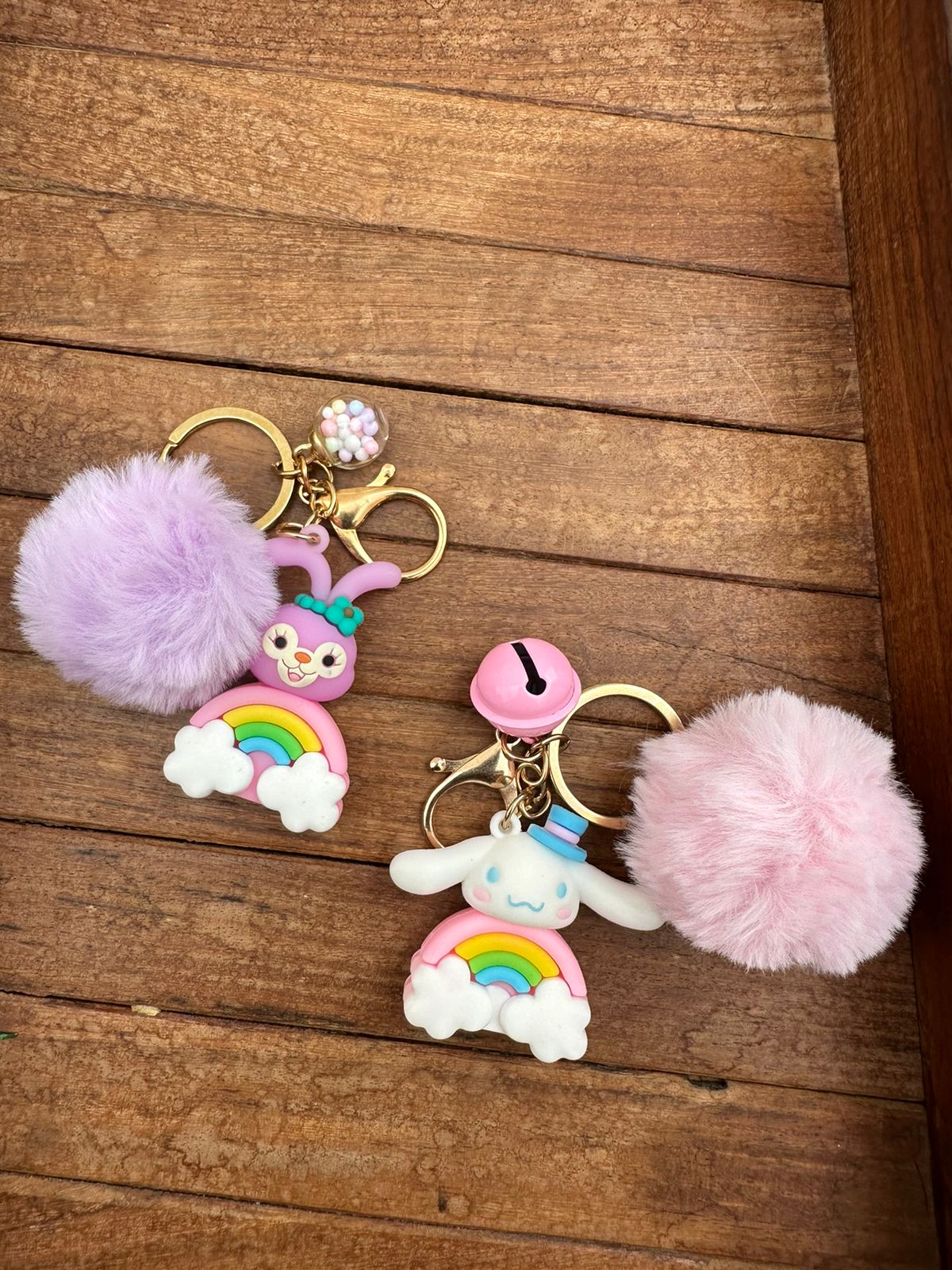 Rainbow pom-pom keychain - Alluring Accessories