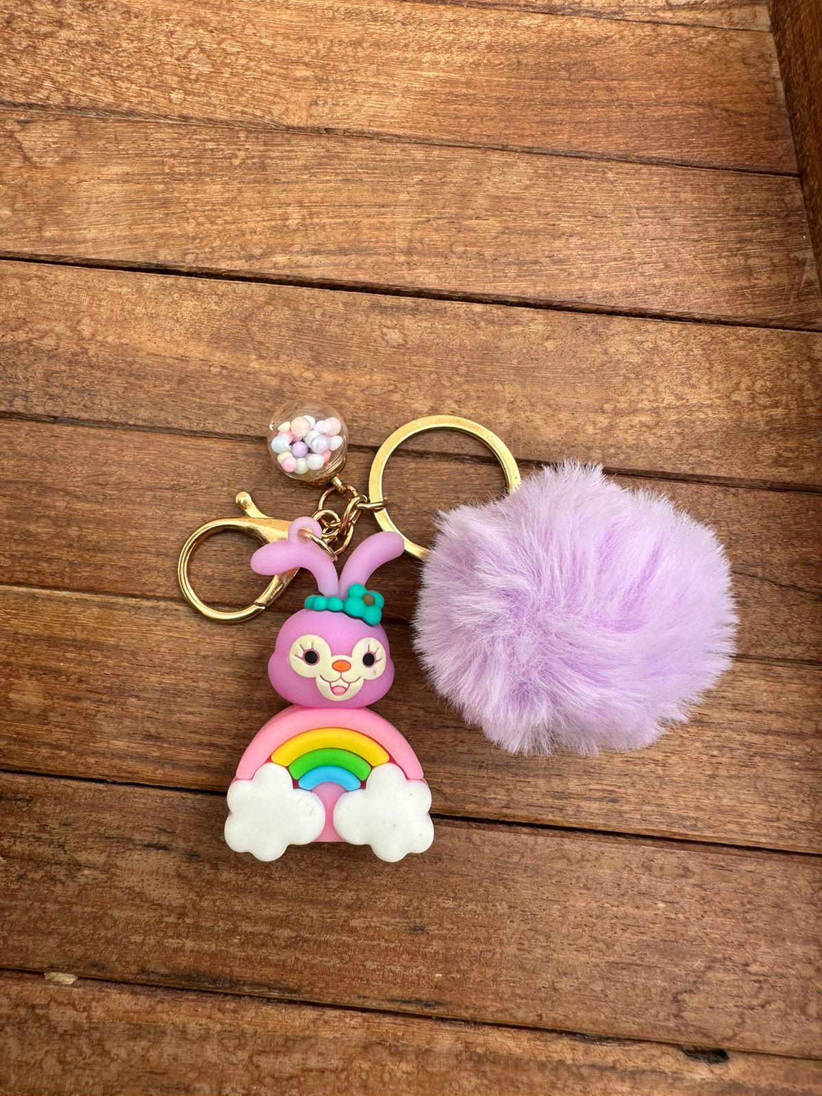 Rainbow pom-pom keychain - Alluring Accessories