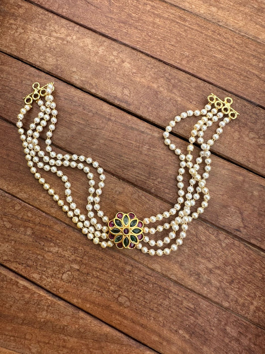 Real kundan flower pearl choker design 2 - Alluring Accessories