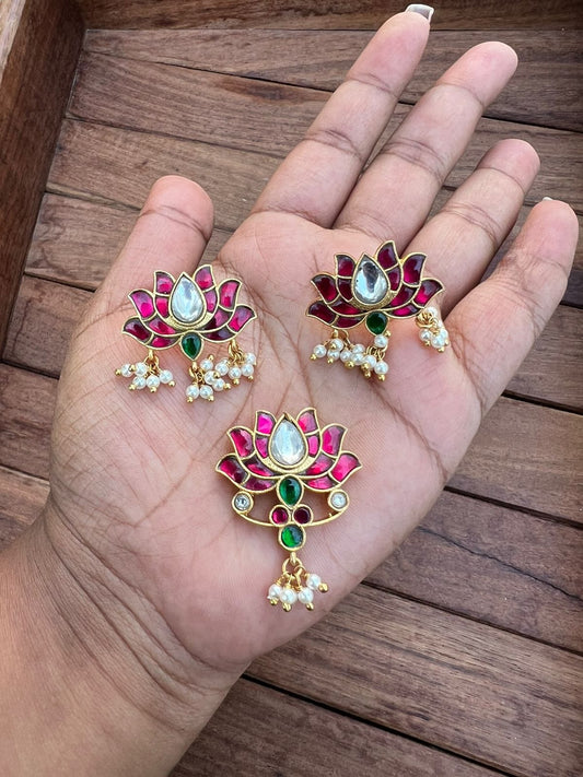 Véritable combo de lotus kundan jadau