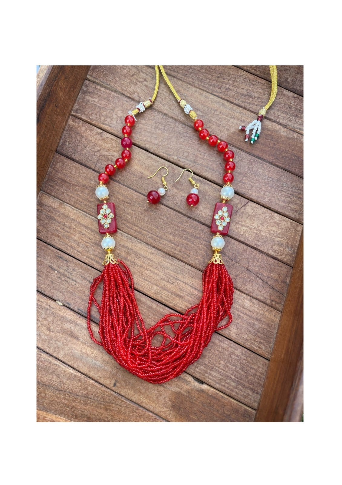 Red beads long necklace - Alluring Accessories